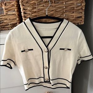 Elegant Cream and Black Women's Top